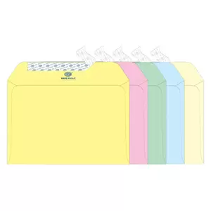 FIS Color Envelopes, Peel & Seal, Pastel 5 Assorted Colors, Pack of 50 Pcs. C5 (162 x 229 mm), 80 GSM - FSEC8026P550
