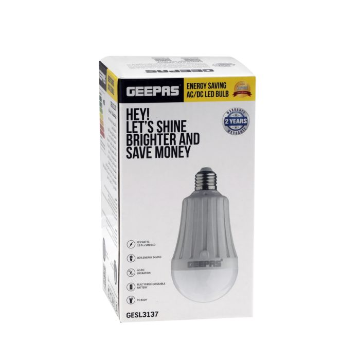 Geepas 18 Pcs Led Bulb - Energy Saving Auto AC/DC Operation Rechargeable Battery With Overcharge & Over-Discharge Protection | Led Indicator Light | Ideal Room, Porch, Garden And Outdoor | 2 Years War