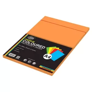 FIS Premium Color Photocopy Paper, 100 Sheets, 80 gsm, Premium Orange Color, A4 Size - FSPWA4P100POR