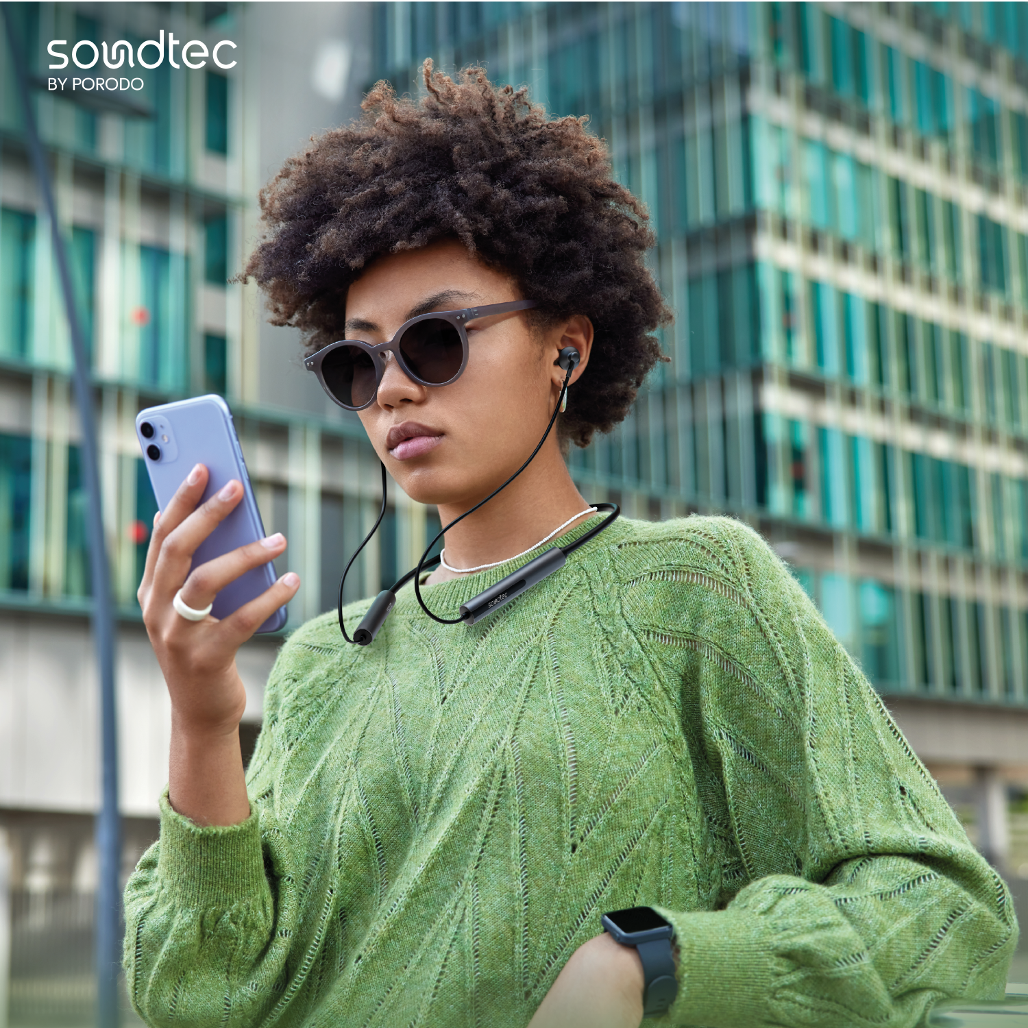 Porodo Soundtec ENC Neckband Wireless Headset - Black