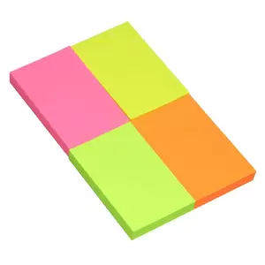 FIS Sticky Note, 4 Assorted Fluorescent Colours, Size 3 x 2 Inch, 4 Colour X 100 Sheets, Quantity per Pack 6 - FSPOF32C4X100