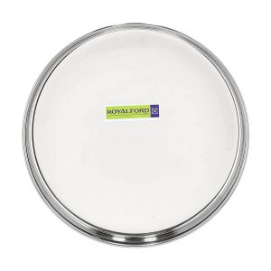 Royalford Khumcha Plate - Stainless Steel - Silver - 28 CM