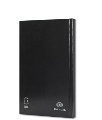 FIS Notebook Bonded Leather, Size A5, Offset White Paper, 70 GSM, 196 Pages, 8 mm Ruled, Hard Cover, Silver Gilded Edges, Colour Black - FSNBHCA5GWHBLBK