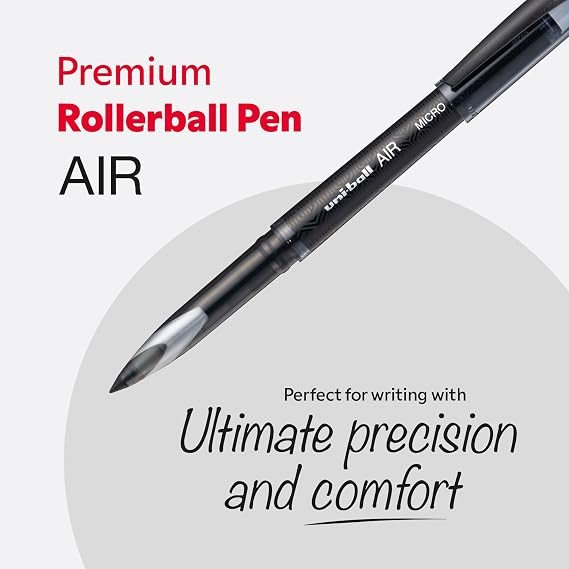 Uni-Ball UBA-188-M Roller Ball Pen Air-Tip 0.28-0.5mm, Black - 12Pcs/Pack
