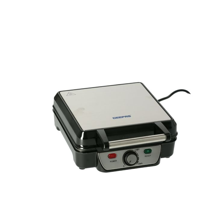 Geepas Electric Waffle Maker 1100W- 4 Slice Non-Stick Electric Belgian Waffle Maker With Adjustable Temperature Control - Pre-Heating, Cool Touch Body - Handle - Automatic Safety Protection