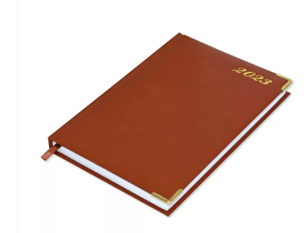 Fis 2023 A5 Diary,Gold Corners,English Vinyl 1Side Padded Brown -FSDI22E23BR
