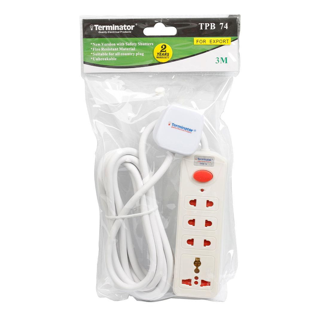 4 Way Universal Power Extension Socket 3M Cable
