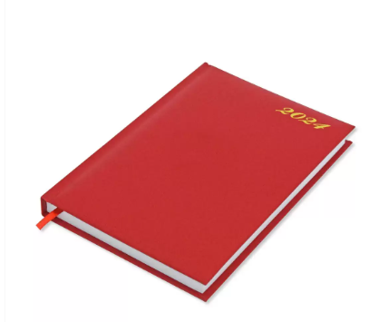 Fis 2024 A5 Diary,Vinyl, English 1 Side Padded Red -FSDI18E24RE