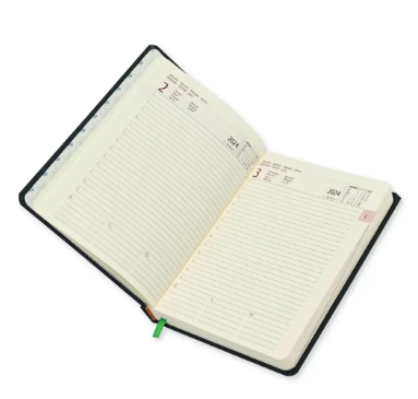 FIS 2024 International Diary A5 7-Languages Italian PU 1-Side Padded Green - FSDI136-7P24GR