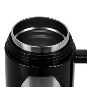 Royalford Travel Mug with Strainer - Stainless Steel - Black - 400 ML