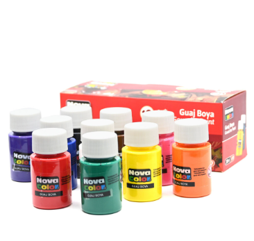 Nova Color Gouache Paint 30Ml, 10 Colors (Black,Red,Purple,White,Yellow,Brown,Pink,Blue,Orange,Green) -KRPBNC-114