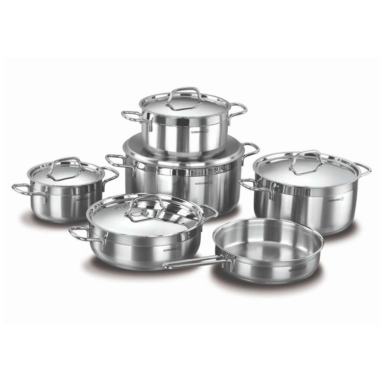 Korkmaz 11Pc Cookware Set - Stainless Steel - Silver