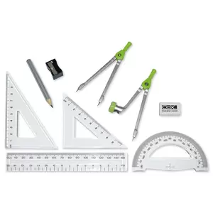 COX Mathematical Sets, 9 Pieces, Made In Taiwan.