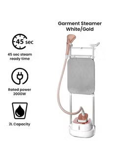 Digital Garment Steamer With 6 Stage,Double Pole And Ironing Board 2 L 2000 W GSTD2050-B5 White/Gold