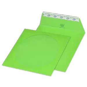 FIS Pack of 25 Color CD Envelopes, 80G P&S 125X125 mm, Round Window
