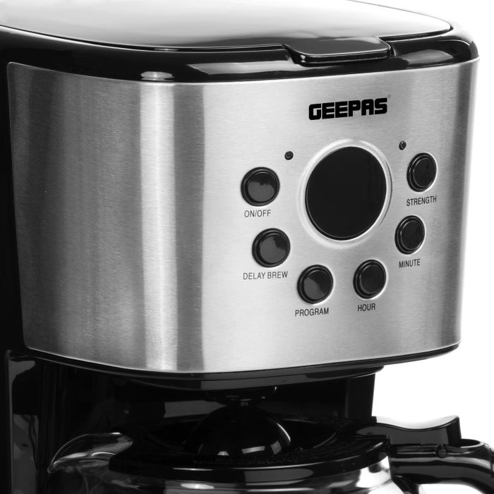 Geepas GCM41504UK 1.5L Filter Coffee Machine - 900W Coffee Maker For Instant Coffee, Espresso, Macchiato And More | Boil-Dry Protection, Anti-Drip Function, Automatic Turn-Off Feature (Digital)