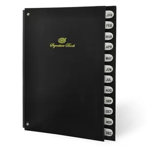 FIS Signature Book 12-Divisions Vinyl Cover, 240x340 mm, Black - FSCLJAN-DEC