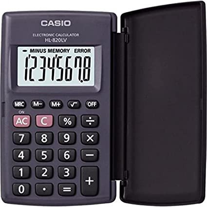 Casio HL820LV-BK Portable Calculator with Flap Cover
