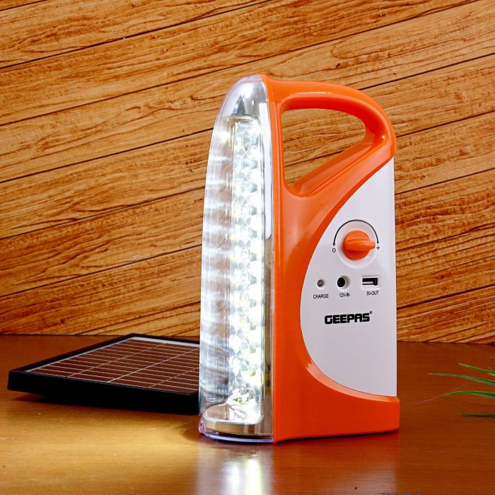 Geepas 18W Rechargeable LED Emergency Lantern | 36 Mega Luminous LED Lantern | USB Output, 200 Hours Working(Low Light)| Ideal For Power Outages Emergencies General Household Use