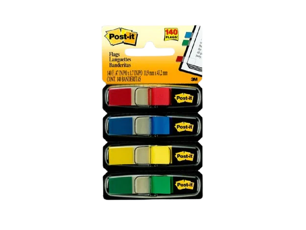 3M Post-It Flags Small Size 4 Standard Colors 683-4 0.47IN X 1.7IN