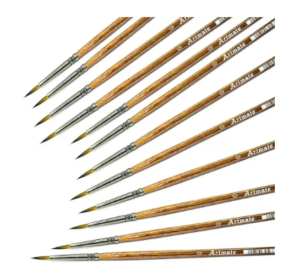 Artmate Artist Brushes Round 0 Size, Set Of 12 Pieces - Jiabsx101r-0