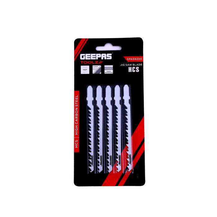 Geepas 5Pcs Jigsaw Blades - Carbon Steel Blades With Extra-Wide, 4.0mm Kerfs & 75mm Long, Fast Cutting Capacity | Compatible With All Brands Jigsaw