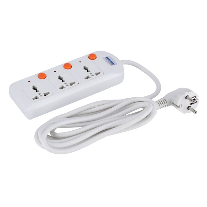 3 Way Extension Board VDE Plug With Individually On/Off Switch- Power Extension Socket -Multi Plug Power Cable