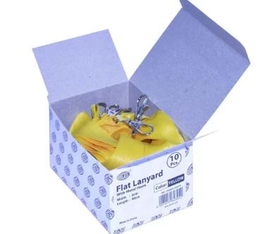 10-Piece FIS Flat Lanyard Yellow with Metal Hook 2X90cm - FSNA03-2CM/10