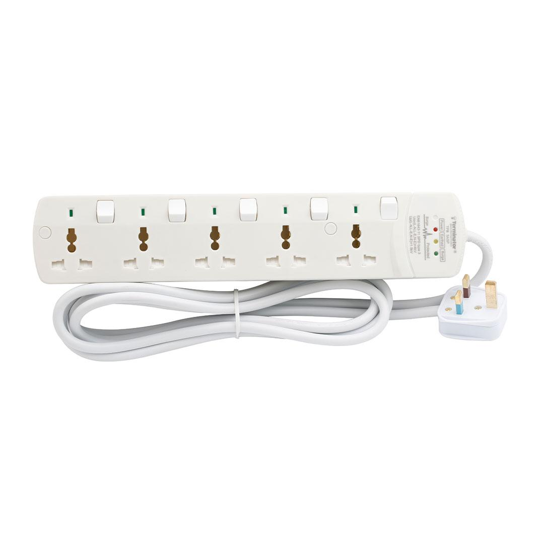 5 Way Universal Power Extension with Surge Protection & 3M Cable length.