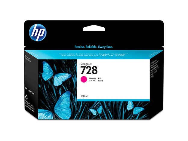 HP 728 Magenta DesignJet Ink Cartridge, 130ml
