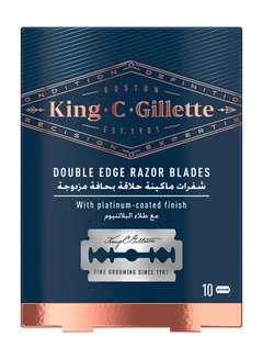 King C Double Edge Razor Blades With Platinum Coated Finish Pack of 10 Silver