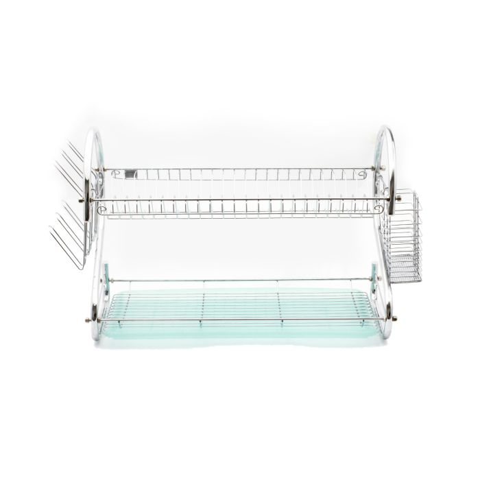 Royalford RF1151DRL 2 Layer Metal Dish Rack - Multi-Purpose Draining Board With Drip Tray, Durable And Easy To Assemble | Wall Hanging Dish Rack With Plastic Drip Tray