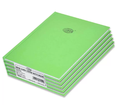 5-Piece FIS Neon Hard Cover Notebook Single Line 9X7 Inch, 100-Sheets, Parrot - FSNB97N230