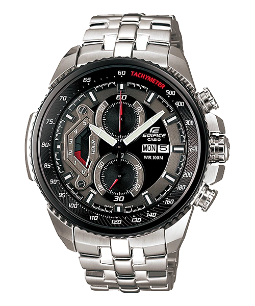 Casio Edifice EF-558D-1AVUDF Analog Quartz Watch for Men with Stainless Steel Band, Chronograph, Silver-Black