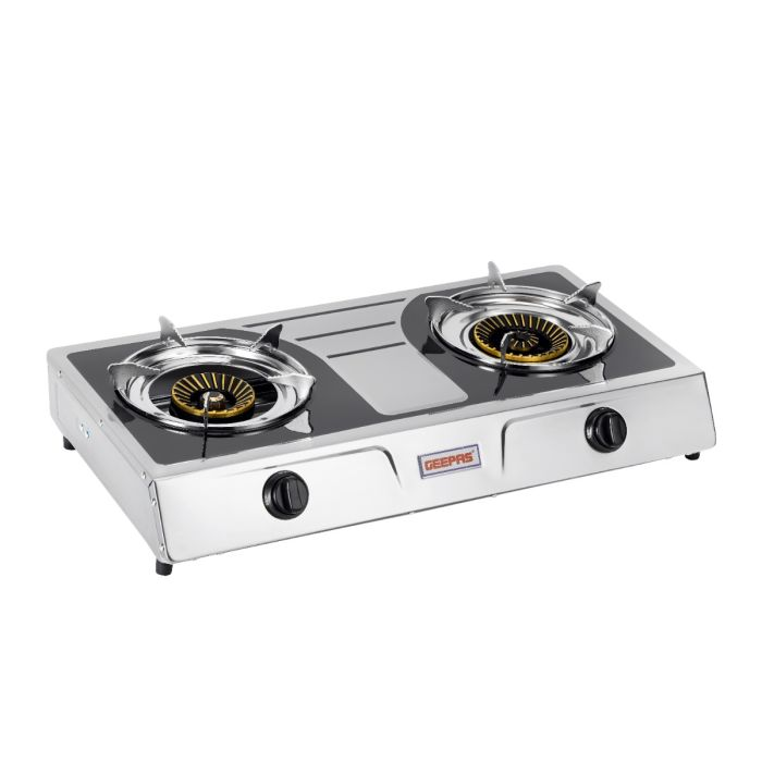 Geepas 2-Burner Gas Hob/Cooker - Attractive Design, Gas Range 2-Burner Stove Cooktop, Auto Ignition, Outdoor Grill, Camping Stoves| Stainless Steel Body | Compatible For Gas