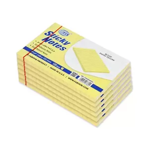 FIS Sticky Note Pad, 4X6 inches, Pack of 6, Ruled Pastel Yellow -FSPO4X6RPYL