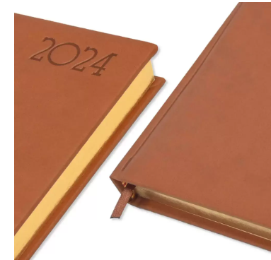 FIS Executive Diary 2024 (English) 1-Side Padded with Gilding, Brown - FSDI88EPG24BR