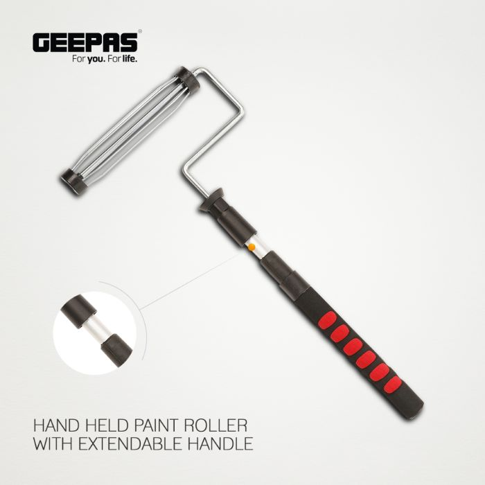 9" Heavy Duty Paint Roller With Extendable Handle - Soft Padded Grip, Easily Interchangeable Rollers For Wall Decorating - Easy Reach Wall Roller