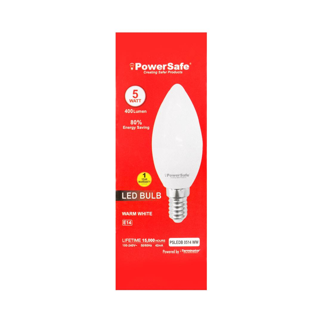 PowerSafe brand 5W LED Candle Bulb E14 – Warm White