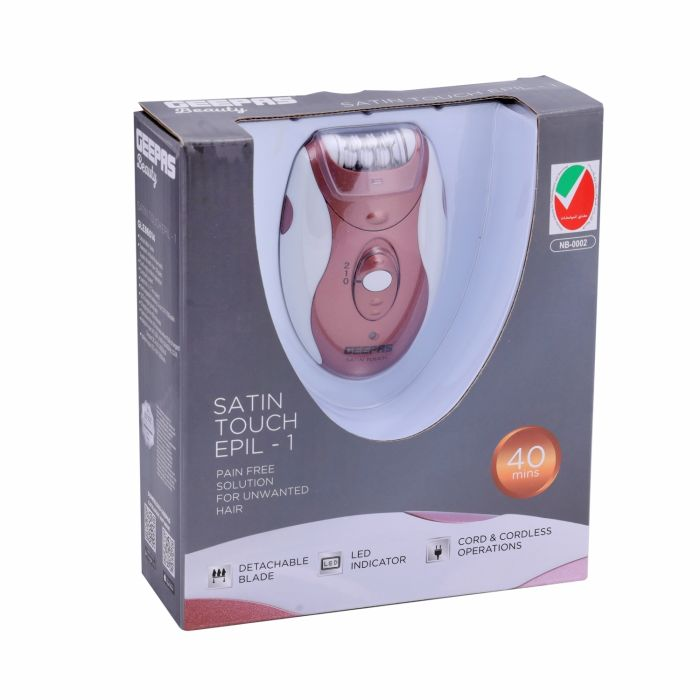 Geepas Rechargeable Ladies Epilator Set - For Removing Unwanted Hair, 0-1-2 Different Speeds, Adaptor, 0.2A, Smart Light And 2-Year Warranty