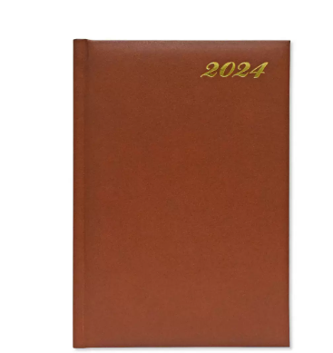 Fis 2024 A5 Diary,Vinyl, English 1 Side Padded Brown -FSDI18E24BR