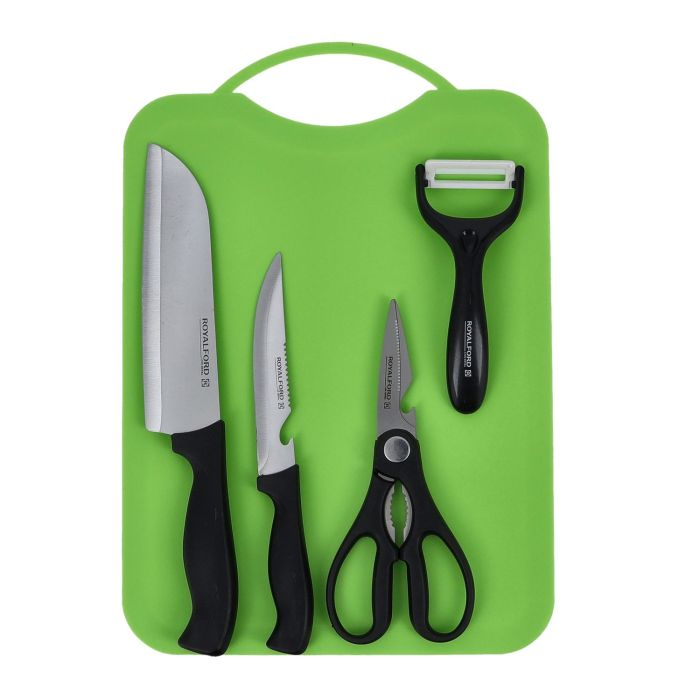 5 Pcs Kitchen Gadget Set, Stainless Steel & PP, RF10677 | Includes 2 Knife Set, A Peeler, A Scissor And Cutting | All-In-1 Kitchen Set