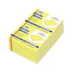 FIS Sticky Note Pad, 3X4 inches, Pack of 12, Ruled Neon Yellow -FSPO3X4RNYL
