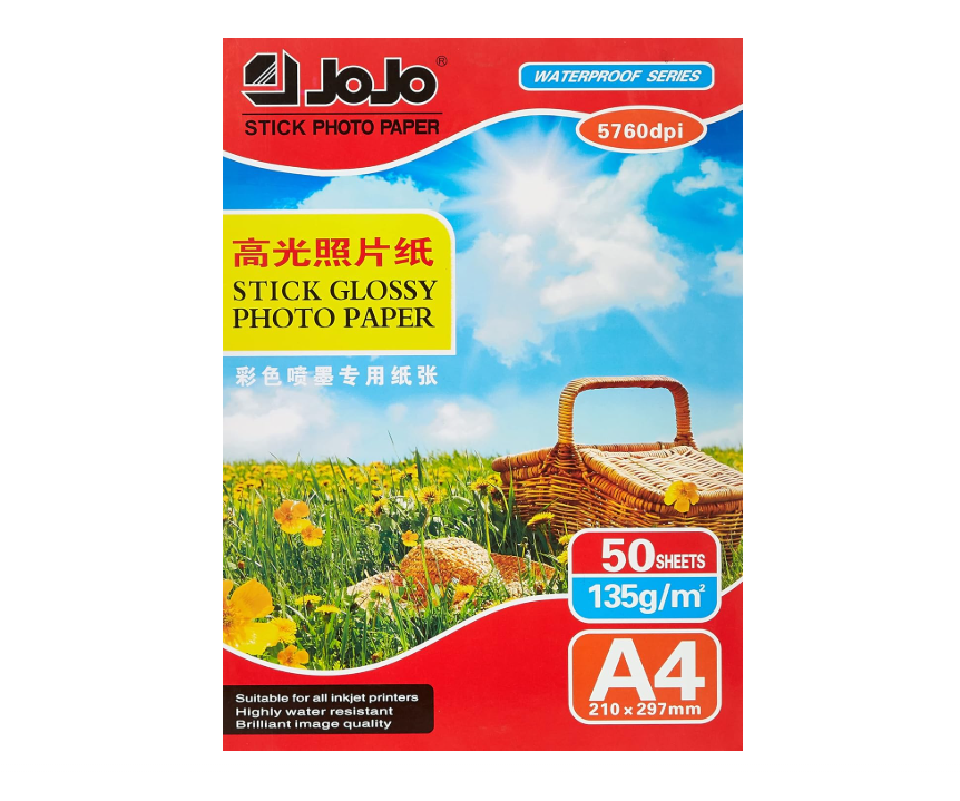 Jojo Super Glossy Photo Graphic Print Photo Sticker Waterproof A4 Size -50 Sheets