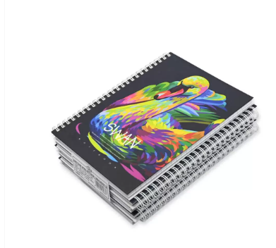 FIS Pack Of 5 Spiral Hard Cover Notebook, 96 Sheets A5 Swan Design 3 -FSNBSHCA596-SWA3