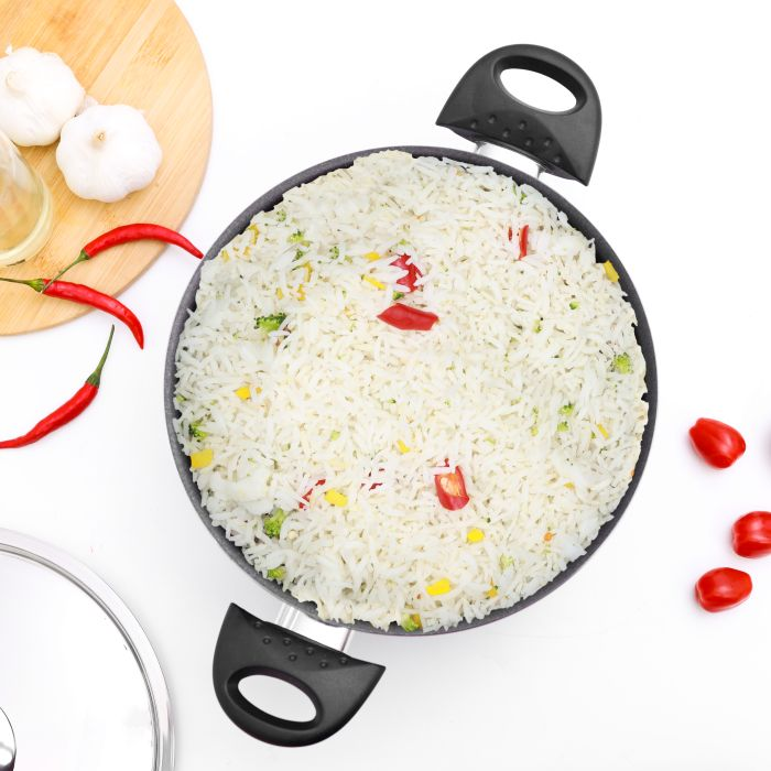 Royalford RF393C30 Non-Stick Cookware With Lid - Portable Durable With Ergonomic Handle & Non-Stick Coating | Ideal For Stews To Curry's, Pasta Dishes & More