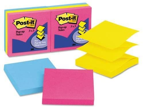 3M R-330AN Post-it Pop-up Notes Refill Assorted Colors, 3 in x 3 in, 6 Pads-Pack