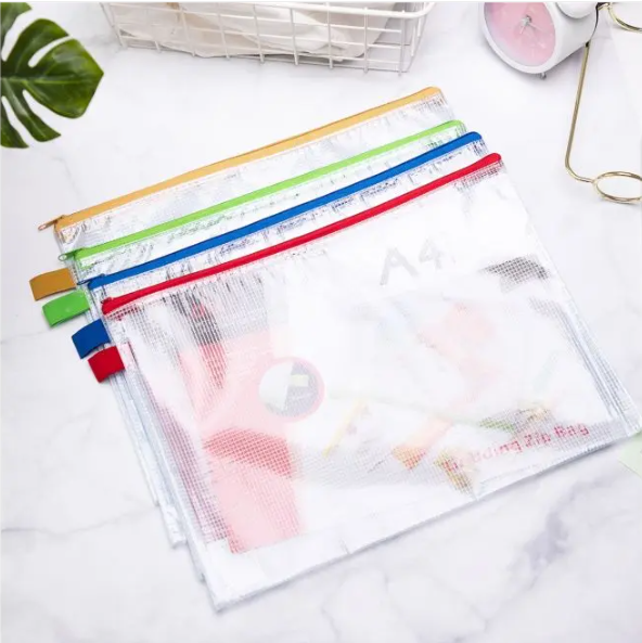 DELI E5596 A4 SIZE ZIP BAG PVC MESH, ASSORTED COLOR