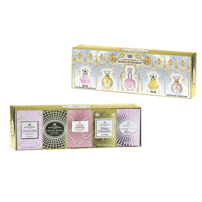 MARINA DE BOURBON (W) MINI SET EDP 5 X 7.5ML (ROYAL ROSE + ROYAL MARINA + CRIS ROYAL + GOLDEN DYN + DYN MADEMOIS)