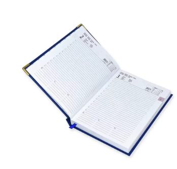 FIS 2023 International Diary A5 7-Languages Vinyl Gold Corner 1-Side Padded Blue - FSDI136-7G23BL